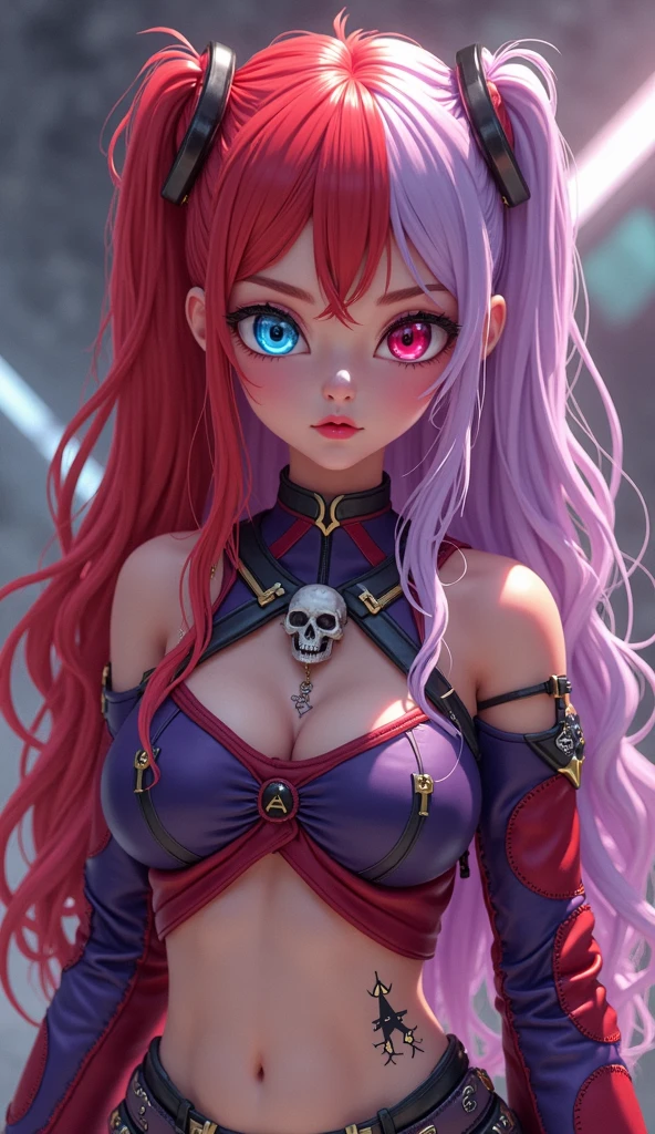 (ultra realistic,32k, masterpiece:1.2),(high detailed skin:1.1),( high quality:1.1),
1girl, pink hair, ponytail hair, bangs,(aqua eyes:0.9),(red lips:0.8), makeup, mascara,<lora:HoloPunk:0.7>Holo-Punk Style, tattoo, punk spiked spikes Little Red Riding Hood Dress Cape Costume,,(looking at viewer, portrait:1.1),, (huge breast:1.1),<lora:add_detail:0.96>,
(refraction:1.1), starlight falls, cascading starlight, ethereal melodies, sacred waterfall blurry background,