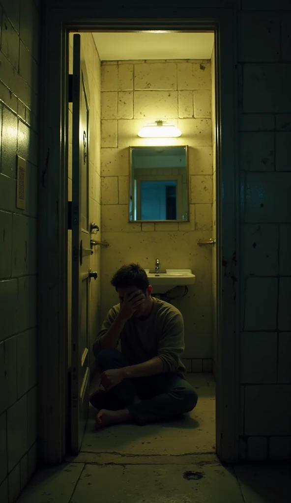 Dark, narrow solitary confinement cell with minimal lighting, highlighting the grim conditions.