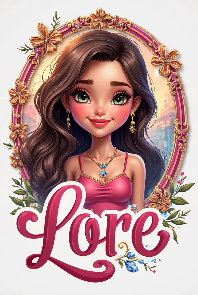 Circular image that says Danna Bastidas with a Barbie theme