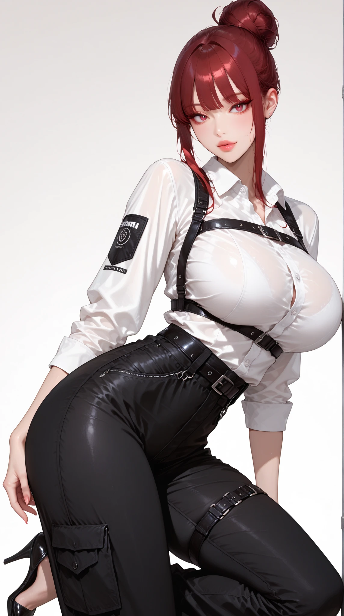 ultra detailed 8k cg, nsfw, huge , light red hair, ponytail, long hair, ball ga restraineachinery, stationary restraints, sex machine, comput lab, bound wrists, pussy juice, rolling elooking up, from above, shock, electricity, tears, sitting