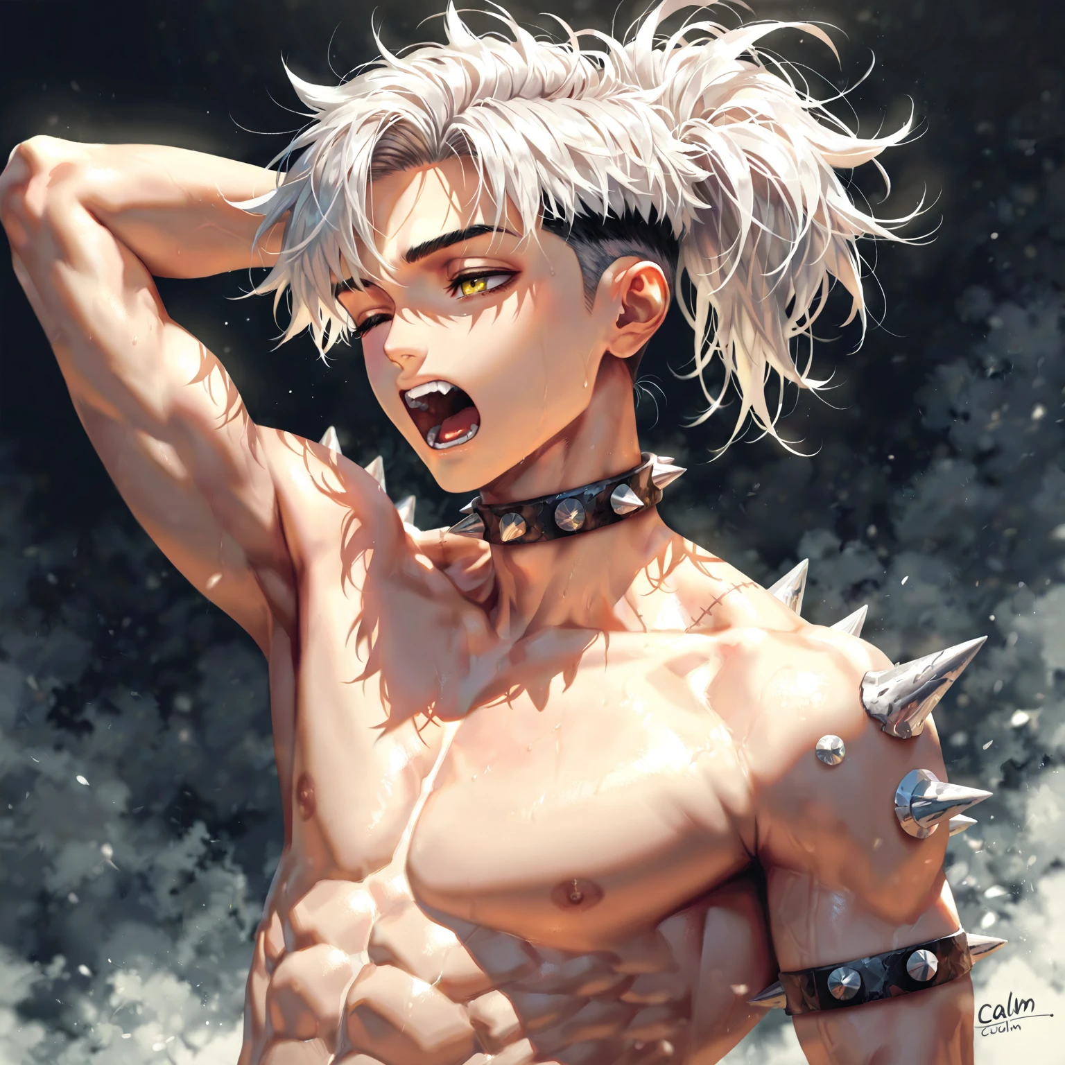 ((Best quality)), ((masterpiece)), (detailed), ((perfect face)), ((halfbody)) handsome face, male, teen boy, perfect proportions , and his lover, long hair, male version , detailed workshop background, detailedscenery background