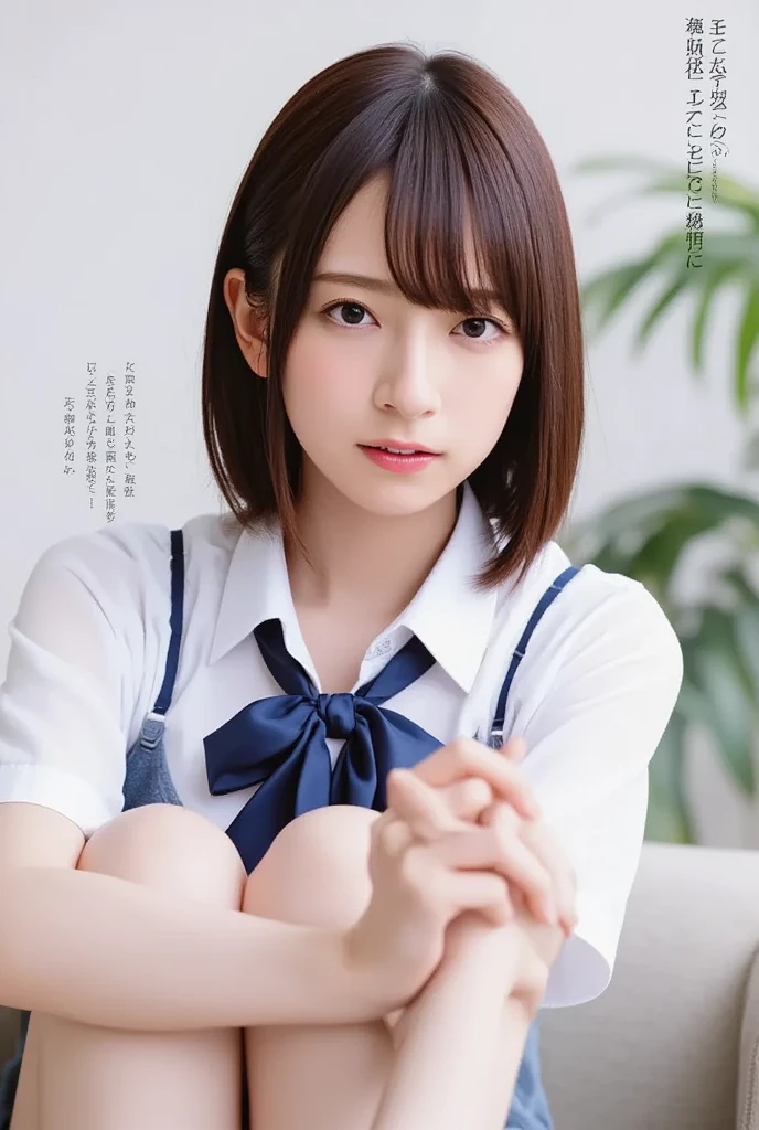 (Real Stick:1.4)、(photo shoot、:1.4)、((Shooting with a camera from above、Respect、Looking into the camera、Camera view from above、Take a photo from above))Beautiful detailed girl、Very detailed目と顔、Beautiful and fine details、Ridiculous、信じられないほどRidiculous、Ultra-detailed、High resolution、Very detailed、Highest quality、 Masseter muscle area、((Japanese high school girls uniform))、Very detailed、grow、In detail、Masseter muscle area、、Highest quality、Light on the face、Light、16-year-old girl、((Dynamic Pose)))、(Camel Toe)、(pantyhose)、(Sit with your knees bent))、short hair、short hair、Long neck、Listen carefully、Bans、big eye、Eyelashes、cute、とてもcute、{huge|big|hugeな|Mega} chest, chestの谷間