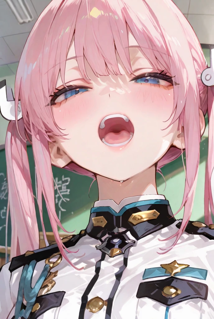 ((masterpiece, best quality)), high resolution,ultra detailed,8k,16k,detailed background, perfect lighting,detailed beautiful eyes, 1girl,solo,embarrassed,blush,show off nipple,(steam:1.2),sweat,in heat,heavy breathing,saliva trail,look at viewer,(oral,screaming,show mouth:1.4),ahegao,face focus,(from above:1.4),(from front),chin up,seductive eyes,fisheye lens,be breathless,stick tongue out,kneeling,(cum on face,cum on tongue:1.4)
,(short_stature,dwarf,kawaii),charlotteid, waving, pink hair, hat, gloves, monocle, bare shoulders, green eyes, long sleeves, short hair, detached sleeves, skirt,flat_color,child_body,pale skin,in house,medium breast,