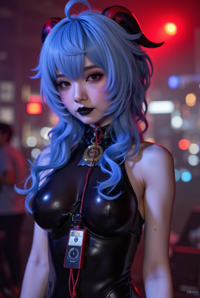 1 girl, masterpiece, Blue Hair, ((??????, ????, Ultra-high resolution, High quality CG integrated 8K wallpaper, Physically Based Rendering, Cinema Lighting)), dreamy Cyberpunk Girl,  female , Cyberpunk beautiful girl, anime cyberpunk art, Cyberpunk Girl, Model Girl, beautiful face, Highly detailed art gems, upper body, 