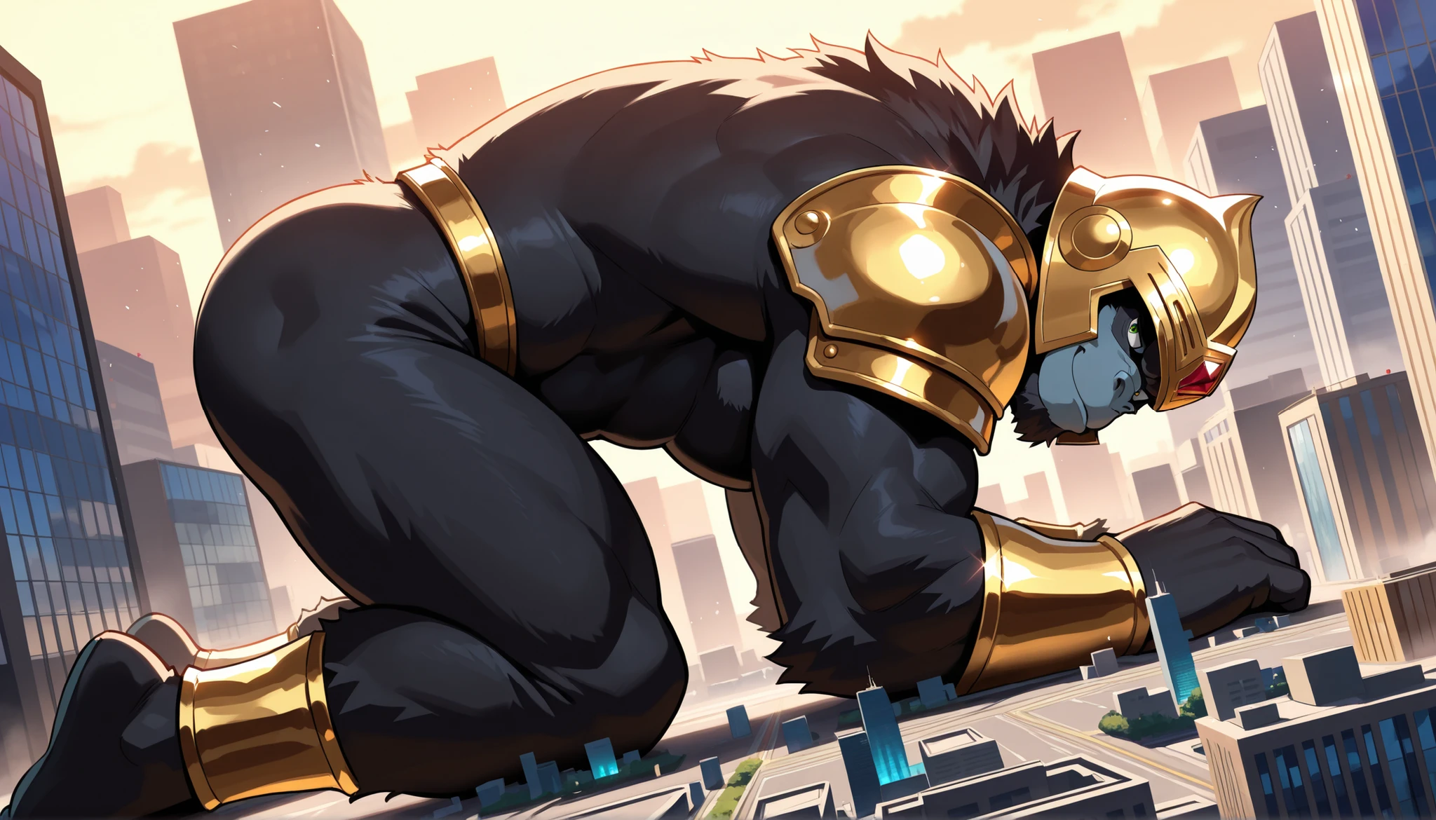 2d, masterpiece, best quality, 4k, 8k, ultra highres, raw photo in hdr, sharp focus, photo realism ,real life like, in a night city, detailed background, solo, (gloves, mask, skin tight), big pink, sweat, (by null-ghost, by thebigslick, by darkgem, by honovy), Horse anthro, male focus, perfect golden eyes, full body, sfw