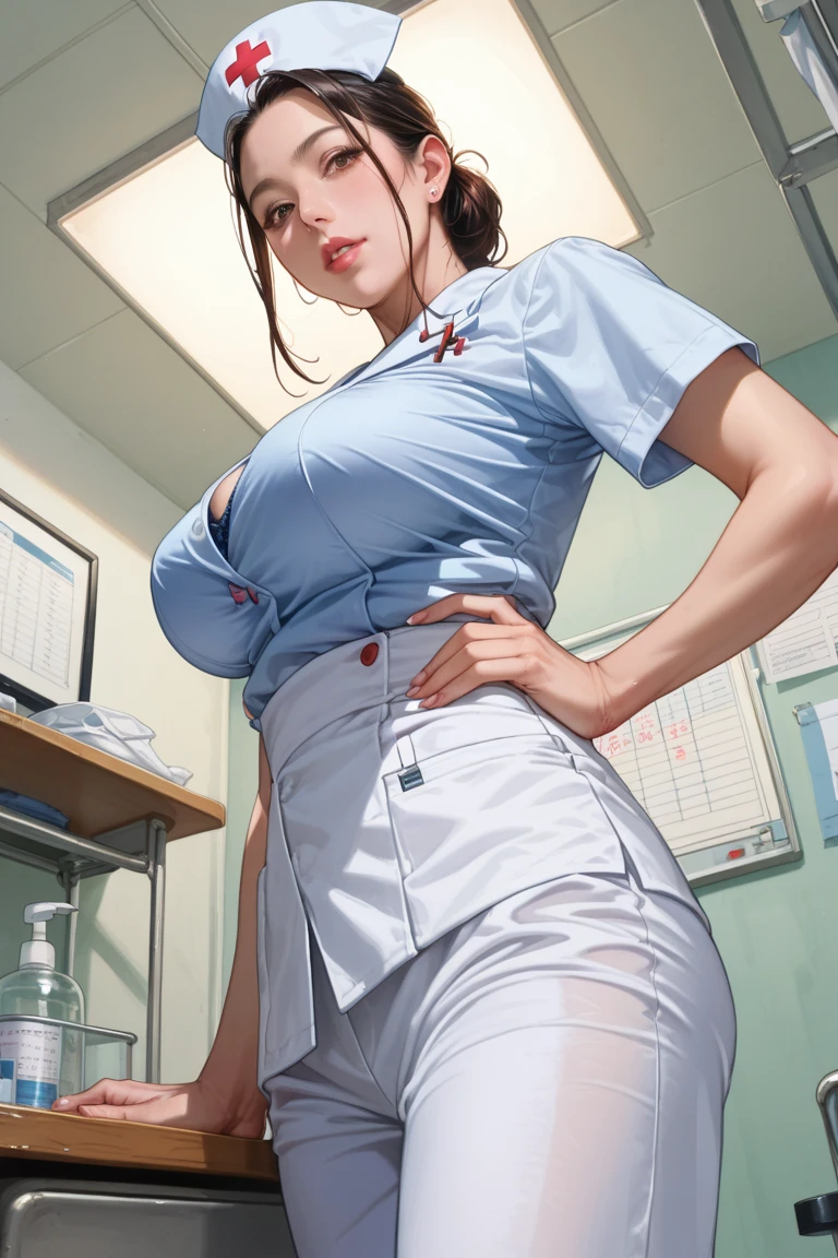 nurse uniform,hospital, latex nurse suit,nurses,busty,elbow gloves,labcoat,redhair woman,blue eyes , gigantic boobs ,medical instruments,asian nurse,two nurses,speculum,examination room,oversize boobs, ,big ass ,strap on, lay on table ,legs spreaded,giving birth,gyno chair , dentist,Milf,latex