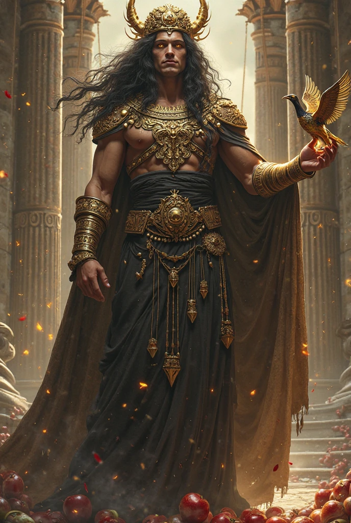 Aztec god of death and ghosts, he is the king of the underworld, a tall and handsome man, with a kind and gentle face, shoulder-length black hair, who has a golden staff.