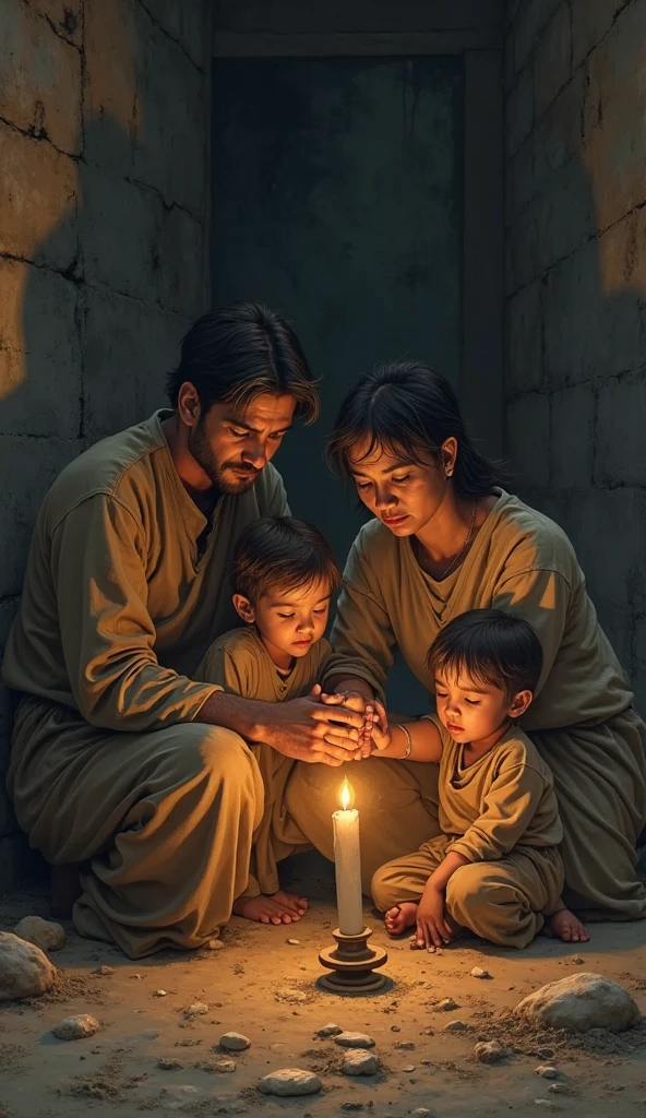 Poor family in small room
