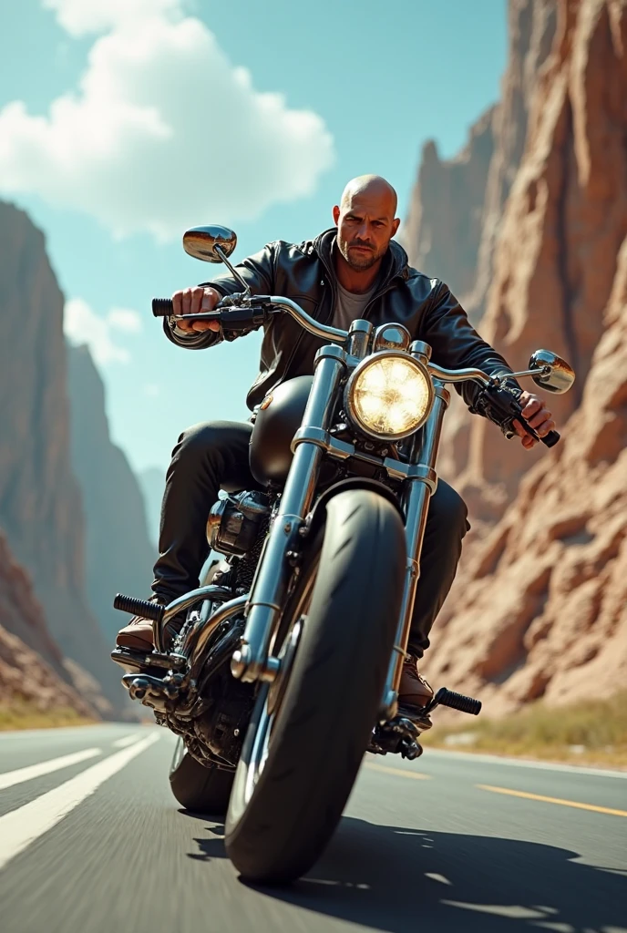 strong man on motorcycle
