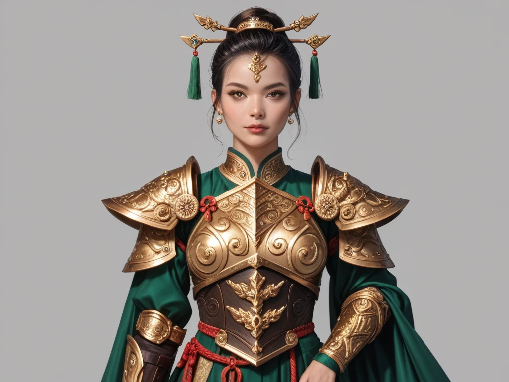 (Best quality, masterpiece: 1.2), Portrait, Wonder Woman Ronin Samurai, Outdoors, A 30-year-old warrior in a green leotard and samurai armor: 1.5, Detailed muscle definition: 1.5, Red and gold emblem on chest: 1.5, Dark background with cherry blossoms in bloom: 1.3,
(Same character, different angle, different lighting: 1.5), Side profile with katana sword in hand: 1.5, Detailed skin texture and pores: 1.5,
(Three action poses: 1.5), A detailed full