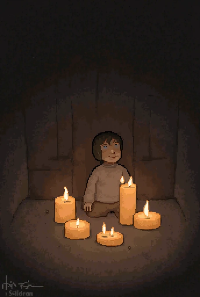 PDXL, score_9_Excellent, score_8_Excellent, score_7_Excellent, Highest quality, masterpiece, sauce_anime, Dark Background, indoor, Dim lighting, Old house, night, Detailed Background, Break 1 Boy, alone, Bobby_(/Noil/), Dot Eye, Ghost, Ghost boy, Brown Hair, Pink Skin, Pink body, Brown Hair, Red sweater, socks, View your audience, piece,