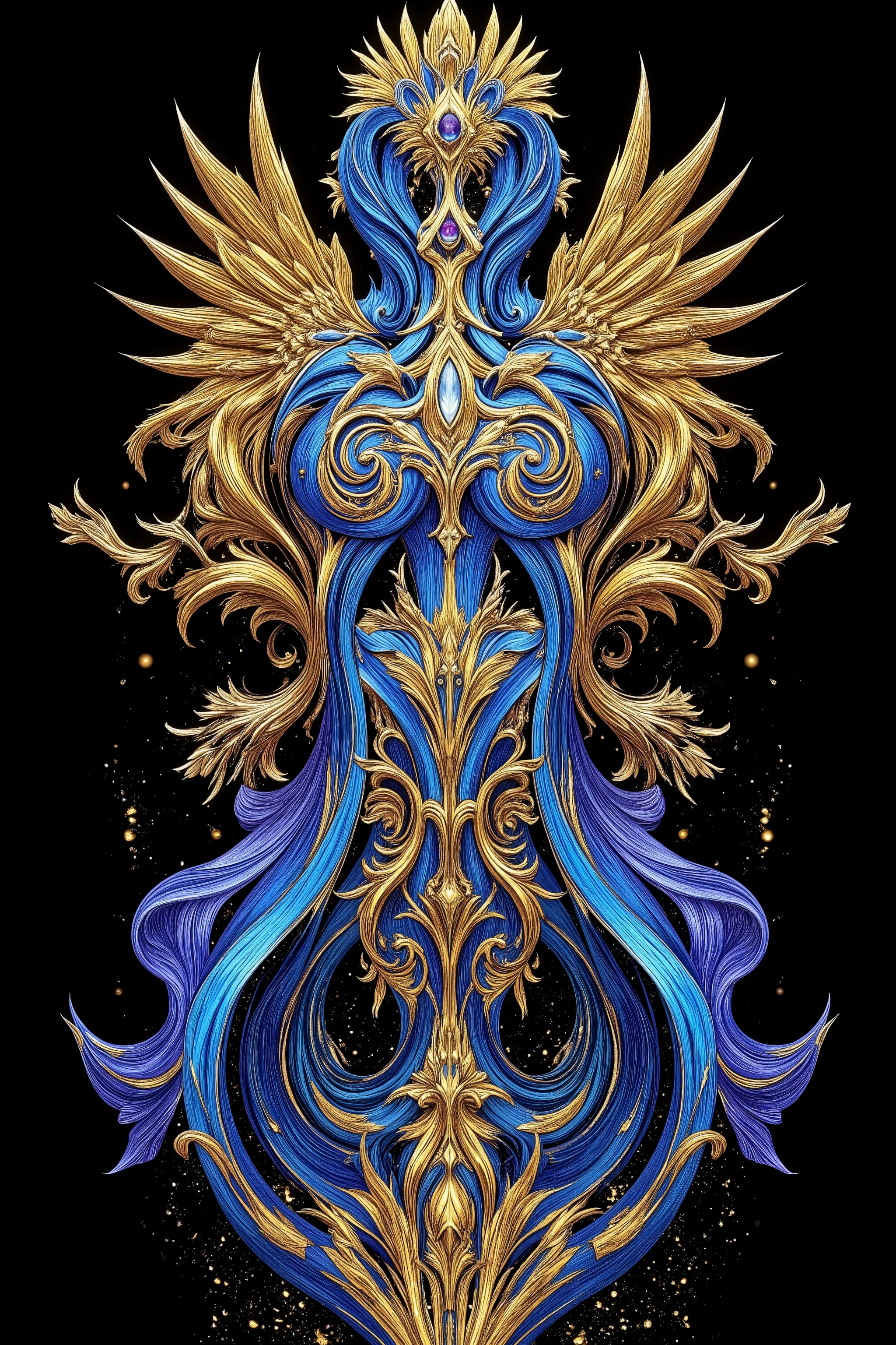 ultra detailed, absolutely resolution, masterpiece, twist blue gold limited ascension, conceptual installation art, cubist art