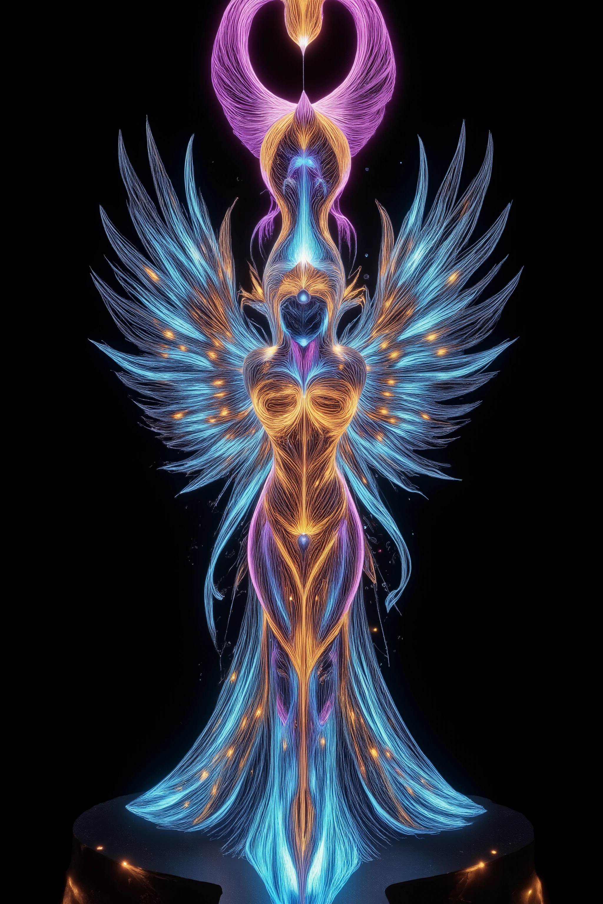ultra detailed, absolutely resolution, masterpiece, twist blue gold limited ascension, conceptual installation art, cubist art