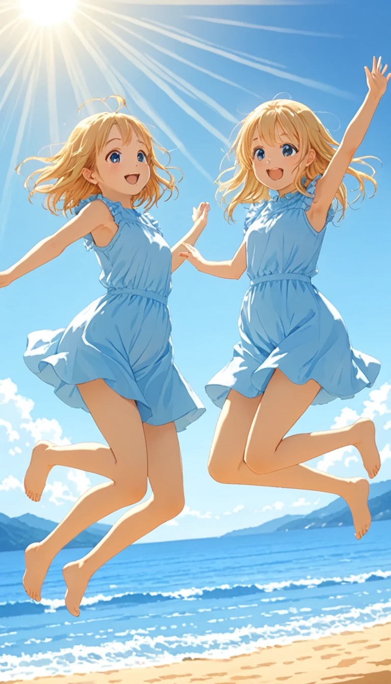 2 Little Brown Loli Girls, Of the other girl in the go, Doggystyle, herausgestellt, creampie, blondes Haar, Strand, ,