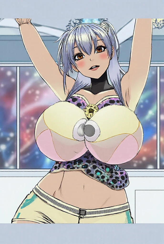 1girl, female gojo satoru, anime screencap from jujutsu kaisen, gojo satoru female version, solo, very long_hair, ((The hair is styled with part of it pulled back and the rest cascading down her back)) Blue eyes, ((white eyelashes)), ((very long white_hair)), night view, breasts, upper_body, smile, indoors, book, bangs, Blue_eyes, lips, (wearing round sunglasses) wearing black color sweater off the shoulder, breast, "very detailed and high resolution" (Blue eyes) ((smooth texture hair)) ((solo)) ((high resolution)) ((cowboy shot)) (Good quality) cleavage,((front view))Breasts seen from the bottom perspective of the butt from behind big pose Simplis beautiful sexy woman with long straight hair light effect wearing black thong bikini big curves thong bikini marked on the black pants simple sitting breasts alerting the wall muscular smiling face smiling look(( Additional Detail:forma: Eye shapes vary greatly, but generally have rounded and curvilinear contours. This softness contributes to the overall aesthetic of "cuteness" and youth often associated with anime. Iris: The colors of the iris are vibrant and varied, ranging from natural tones like brown and blue to fantasy colors like pink, green and purple. This variety contributes to the creation of visually appealing and distinct characters.. sheen: Anime eyes often have a glow or reflection of light., which gives them a vivid and dynamic appearance. This glow can be used to highlight the character's emotion or to draw attention to a specific point in the scene..)) ((up to the knees..))Todo cabelo roza roza cor de roza rozas pretas envelta do corpo rozas moestrando a bumbu animesifica a dramaticidade da cena, enquanto o anime em 2 D Nier Automata VER1 traz uma pegada futurista à ação. **Dicas:** cabelo cor de roza coloridos rozas NEGRAS *SANGUE en volta ,cabelos ruivos longos seios enormes biquíni fino Use linguagem descritiva e evocativa para criar uma imagem vívida no leitor's mente SANGUE ao redor do cor