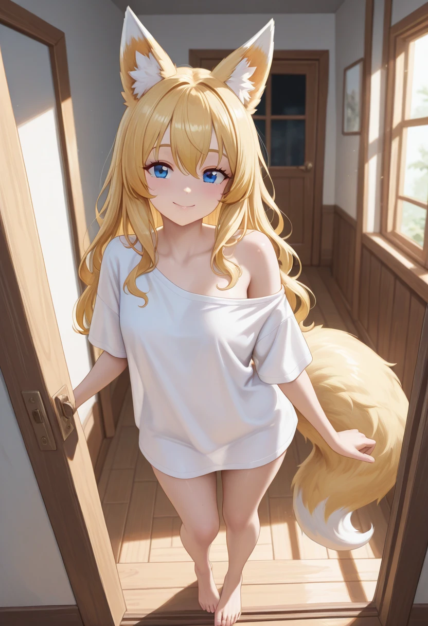 ((Highest quality)), ((masterpiece)), (detailed), 1 half-beast woman, Off-the-shoulder sweater, forest