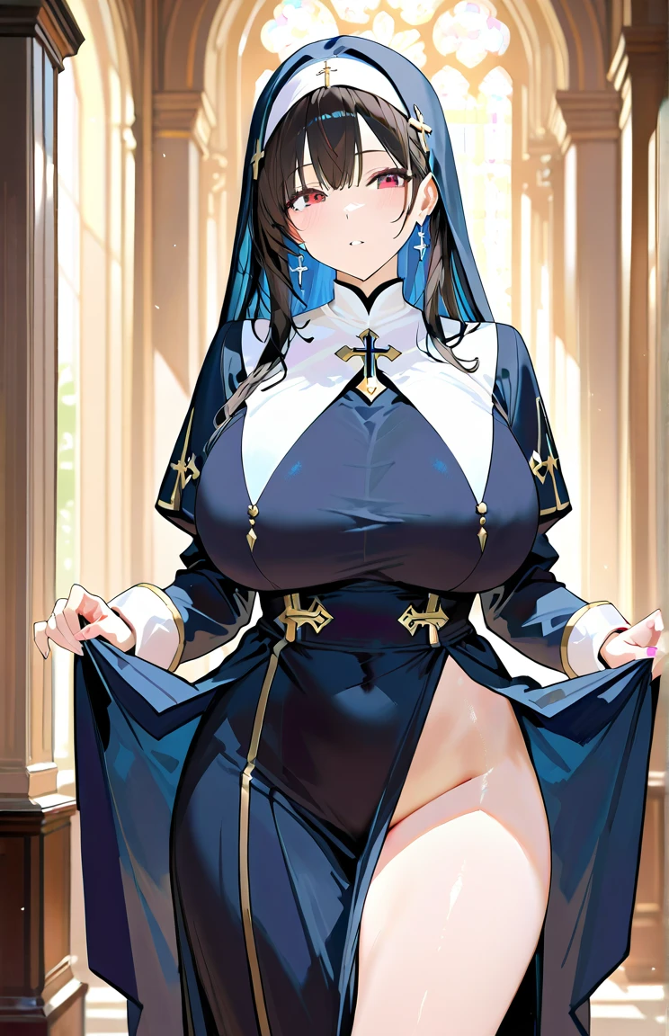 (32k, masterpiece, Highest quality, Highest quality, Official Art, beautifully、aesthetic:1.2), (One girl), Very detailed, (Fractal Art:1.3), colorful, Most detailed, Perfect Face, whole body, High resolution, Big Breasts, (pray:1.3), (White cloak Golden Line:1.2), church, (Streaks of Light), Impressive visuals, (Dynamic stripes, Light trail:1.2), Vibrant colors, Wicked Smile, {{A demon who took the face off a praying girl and disguised himself as a girl}}, ((Intense vaginal sex with a man: 1.5)), Intense cowgirl sex,Giving her virginity to a man, Red blood from inside the vagina, (Shake your body violently and bounce: 1.3), NSFW