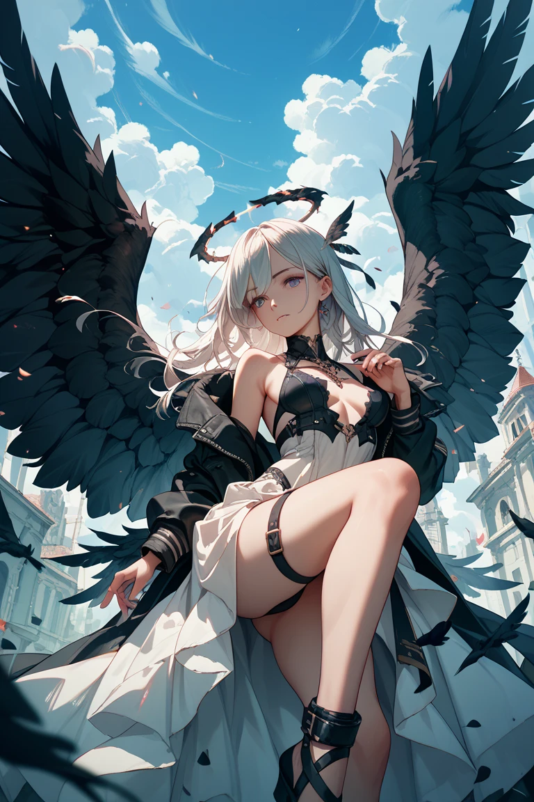 James Jean, Barbara Cooney, Surreal, mysterious, bizarre, fantastical, fantasy, Sci-fi, Japanese anime, Seraphim, 266,613,336 wings, fallen angel, Mobius type perpetual motion machine, beautiful girl, geometric planet, detailed masterpiece
