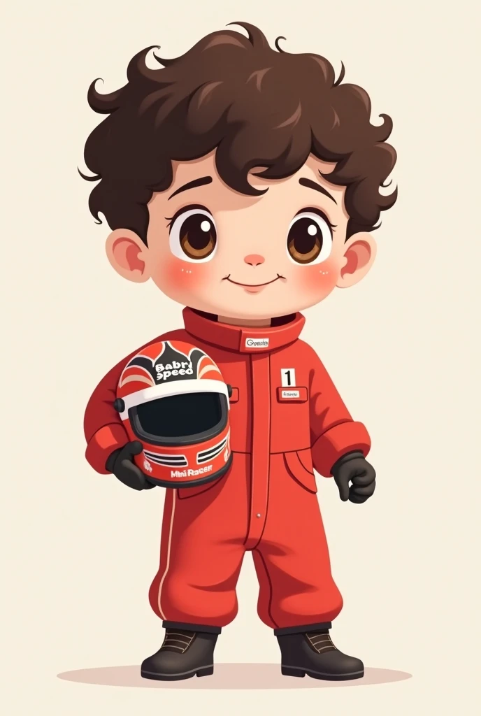 create a 10 year old wearing a red car racing outfit, wearing a hat, full body, front facing, waving his Left hand, super realistic, ultra high definition