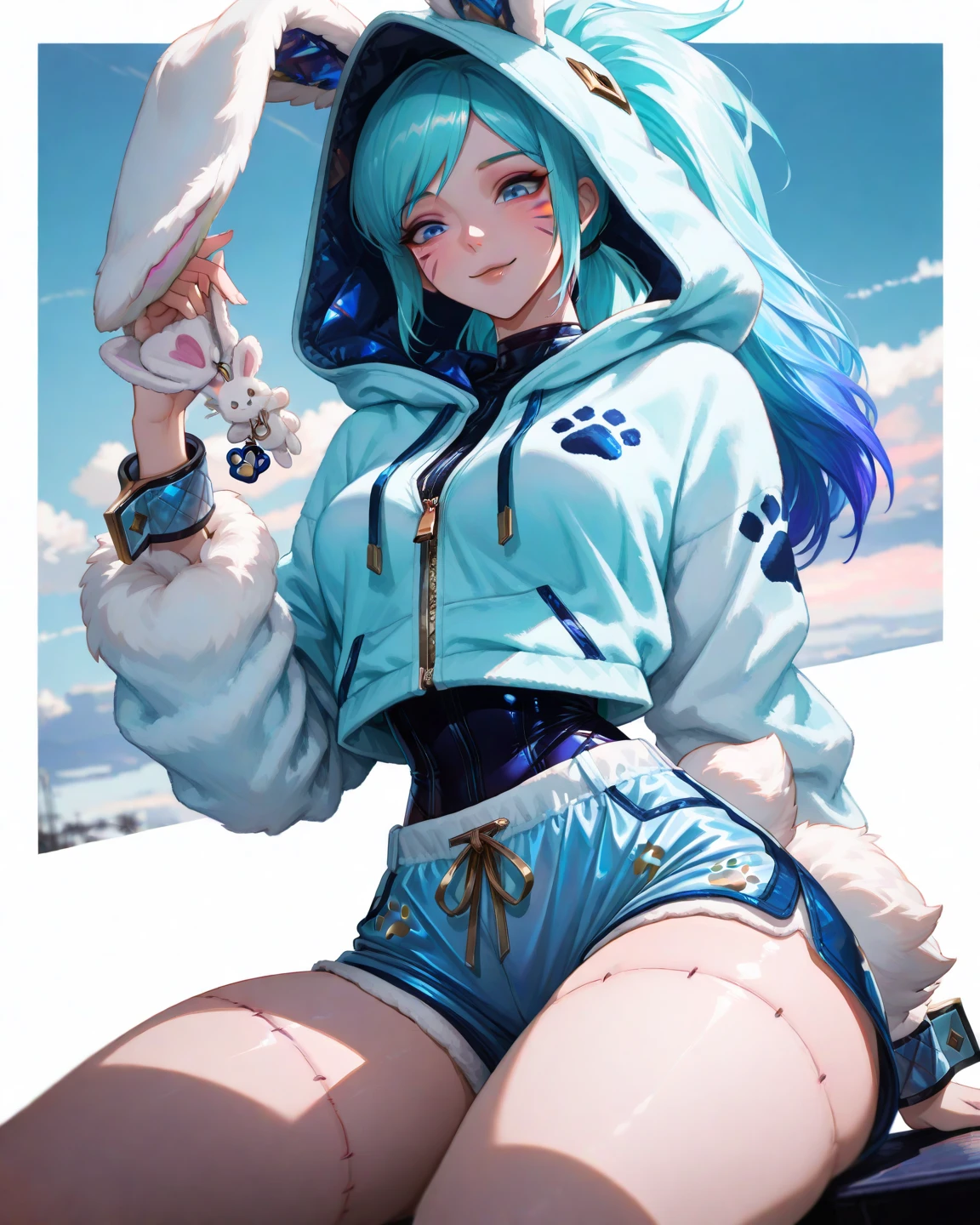 (photorealistic:1.5, highest quality,masterpiece,High resolution,muste piece),snow mountainに立つラム, (Tiger print string bikini swimsuit:1.5,Down jacket:1.3,choker),(looking at the camera:1.2),(Photo seen from the front bottom:1.3),expression( Impish Smile:1.3,blushing:1.3),(Bright colorful hair:1.5),Pause( Seductive pose:1.5),background(snow mountain:1.5,Forest),(slender, abs:1.2, beautiful skin), (Underwear visible through clothing),(Butt visible through clothes),(detailed perfect face),normal hands:1.5,normal finger:1:5,normal feet:1.5,(cameltoe)