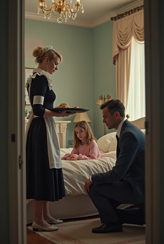 Magnificent detail, 8K Photos, hyper- realism, realistic background, visual depth, wide angle lens, professional light, all-body. A photo of a man's husband arriving home. O marido presencia betrayal de sua esposa com um outro homem. The wife is in bed with the other man. The photo expresses the wife's nudity, flag, Panic, moment of tension. Sexual content. betrayal. Luxuria. sex. The husband is with an expression of surprise and sadness. The woman with a panicked expression. The excited lover man