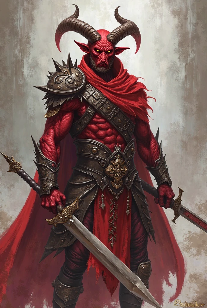 Scarred demon with shield and sword