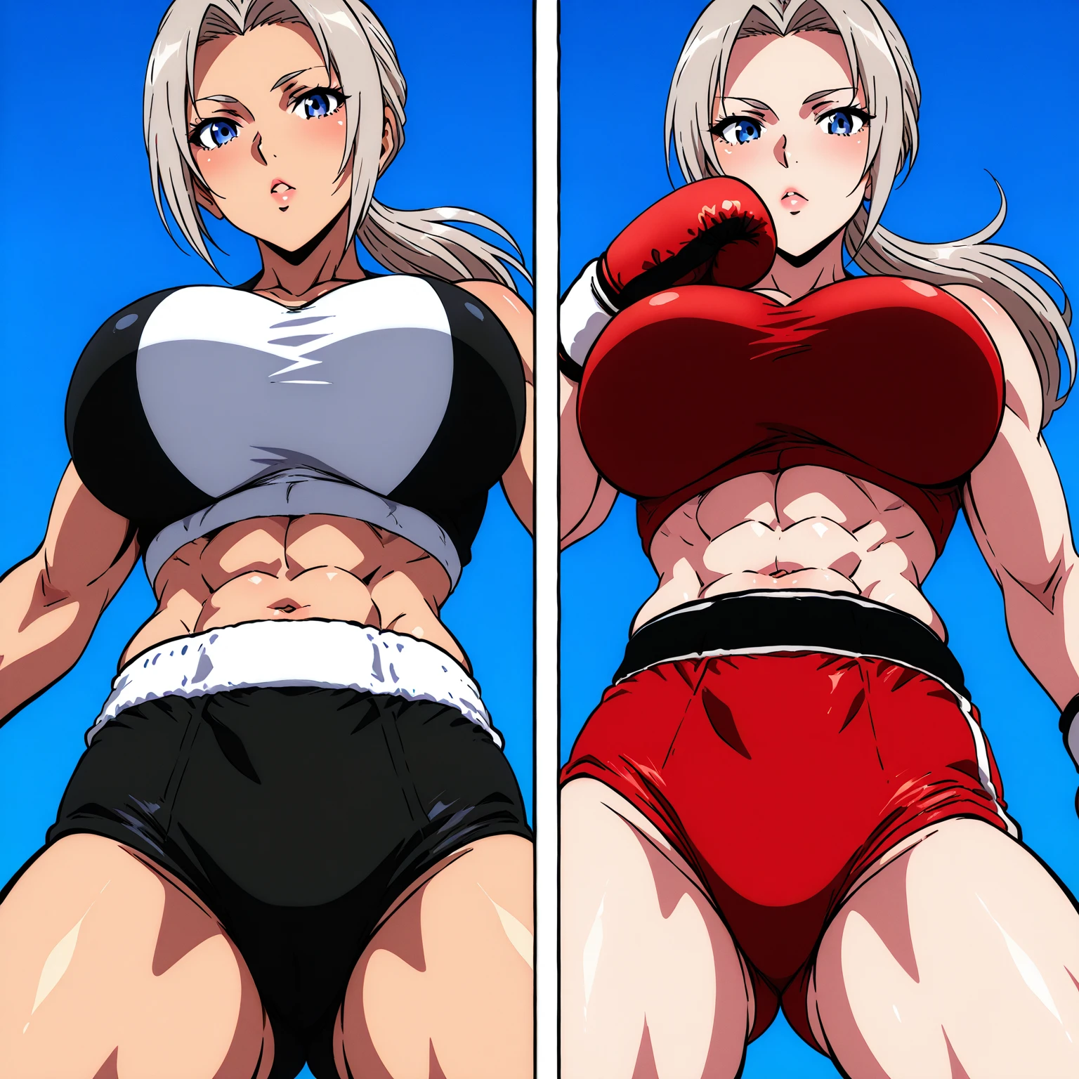 Full body image of Maki Zenin from Jujutsu Kaisen, full body in image, wearing her post-clan outfit (sleeves torn, harem pants), visible scars, short dark hair, female body, athletic and muscular body, dynamic pose, detailed pose, simple background, expressive face showing determination, focus on face, line art, sketch
