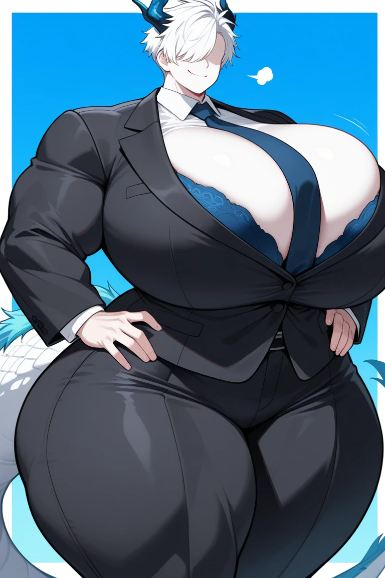 Solo, ((female)), standing, by buta99, by bigcozyorca, by goonie-san, thick thighs, orca, wearing a suit and tie, (((muscular))), big breasts, lipstick, glasses