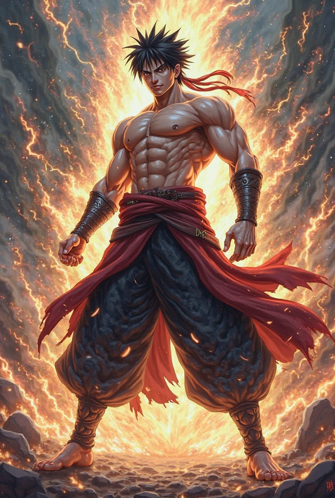 Zark, was a pure-blooded Saiyan tyrant who was born into a family of legendary saiyan warriors that were arrogant and ruthless everyday a fight causing him to grow up with countless scars which turned him power hungry having a need for fighting bloody battles and unlocking a cosmic aura