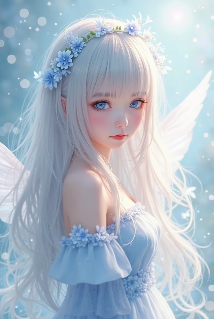 The witch again、Beautiful glowing white skin,、 bright, Refreshing and gentle look, Perfect beautiful pretty face, Shiny platinum blonde straight long hair reaching down to her waist, Beautiful shiny bangs, ((Very beautiful and beautiful4Year old girl)), eyeliner, so perfect and beautiful, Big clear sky blue eyes, bright eye highlights, Baby Face、Cute smile、Long eyelashes、Looking down on a young girl from above、