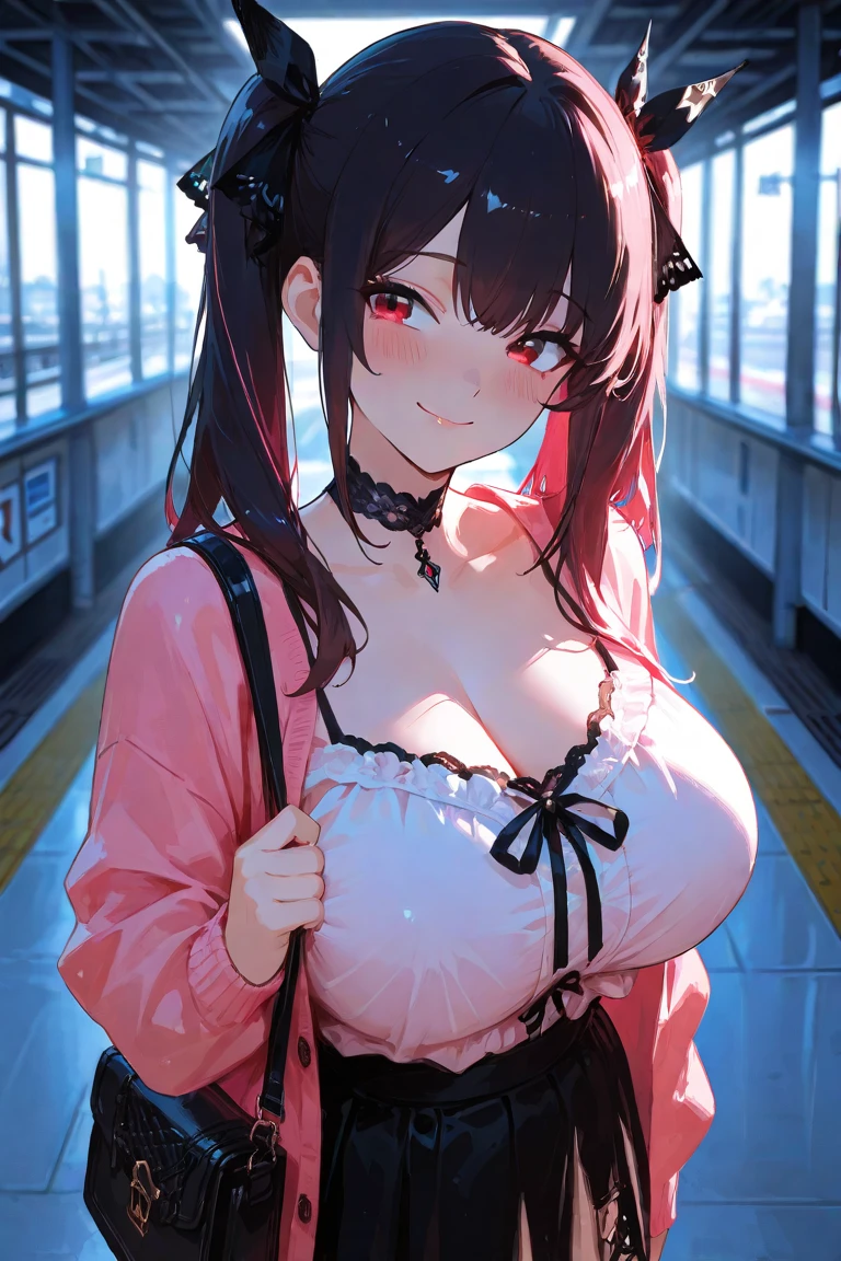(((anime-style cute face))),Blue twin tails,Big eyes、Embarrassed expression、Open your mouth a little、Highest quality, (Sharp details), (8k, RAW Photos, Highest quality, masterpiece), (extremely detailed 8k wallpaper),Professional Lighting,Sharp focus, Depth of written boundary、Ticker,(((Face close-up)))、(looking at the camera),((((very happy face))))、Very big eyes、anatomically correct body、Big thighs、Light from the front、The face is bright、Tokyo back alleys late at night、Healthy beautiful breasts、Slightly muscular、((High leg suit is pink))((Naughty Fishnet Stockings))(Friflimini skirt)((Costume has large slits))(Police officer's hat)(Black Belt)(Military Boots))、Cleavage、Nipples erect、wrinkles of the female genitalia、Handcuff the left hand、(Lewd)、lure、Lots of sweat、Accentuate your body lines、Naughty bondage with rope