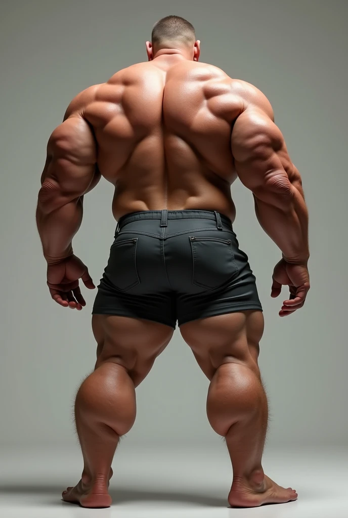 A Chinese bodybuilder,Short hair details, Wearing a gold thong,Wear white shoes,Stand in front of a gray background board, short mustache,perfect body figure, 非常巨大和强壮the body of the, Hulk size,Bulging muscles, Muscular的, Very large pectoral muscles,Very sexy abs,The leg muscles are very well developed,the body of the,Tall and burly,Huge bumpy area,Brighten oily skin,Muscular。