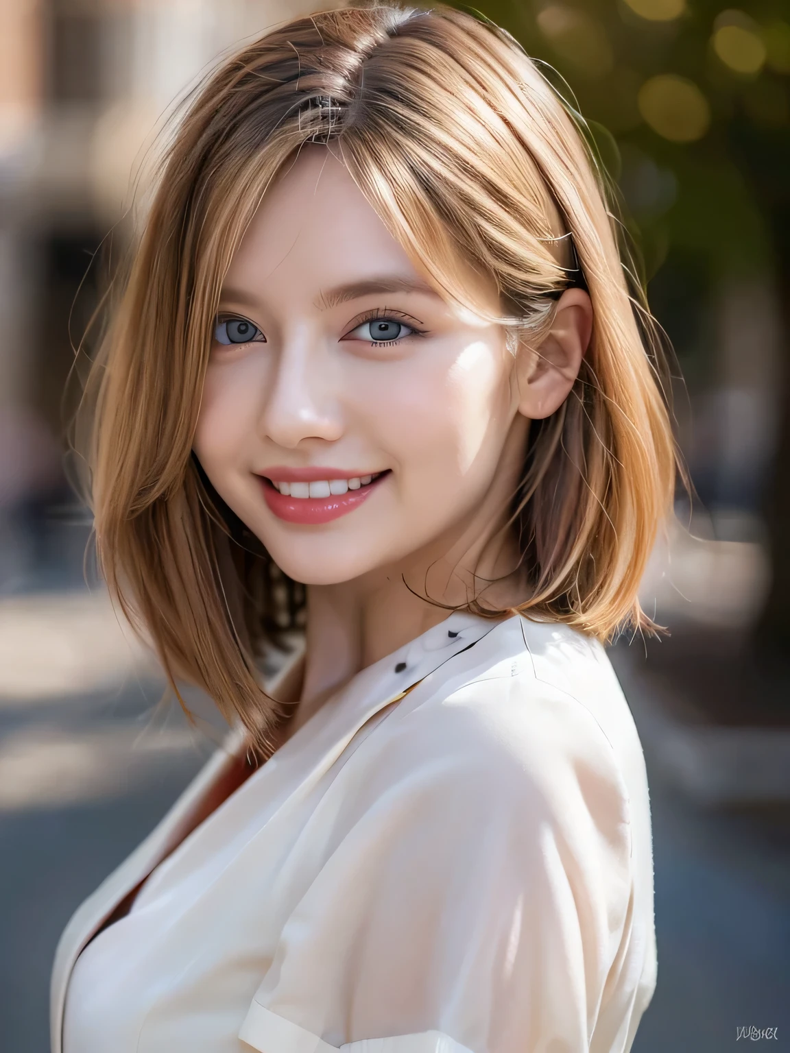 (2 Ultimate Beauty Nurse)、{{{masterpiece}}}, {oh oh oh, oh, real:1.2}, best quality, official art, Highly detailed CG Unity 8k wallpaper, Very rich facial details、delicate lips、exquisite eyes、double eyelids、((Blonde Bob Hair))、(Nurse:1.3)、(Charming figure)、(huge)、((Open your mouth and smile: 1.8, Lovely smile: 1.8)), alone, Short hair details, vibrant smile, blue eyes,have eyes_ashes, {Beautiful and detailed gradient eyes}, red lips,thigh, thigh, thigh, perfect fit, perfect image realism, background with: (hospital ward:1.2), Detailed background, detailed clothing, perfect lighting、Surreal、(Realism:1.4)、8K maximum resolution, (masterpiece), The content is very detailed, professional,