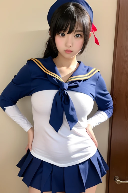 1 garota, fofa, uniform japanese schoolgirl, seios grandes, bunda grande, garota japonesa, maior qualidade