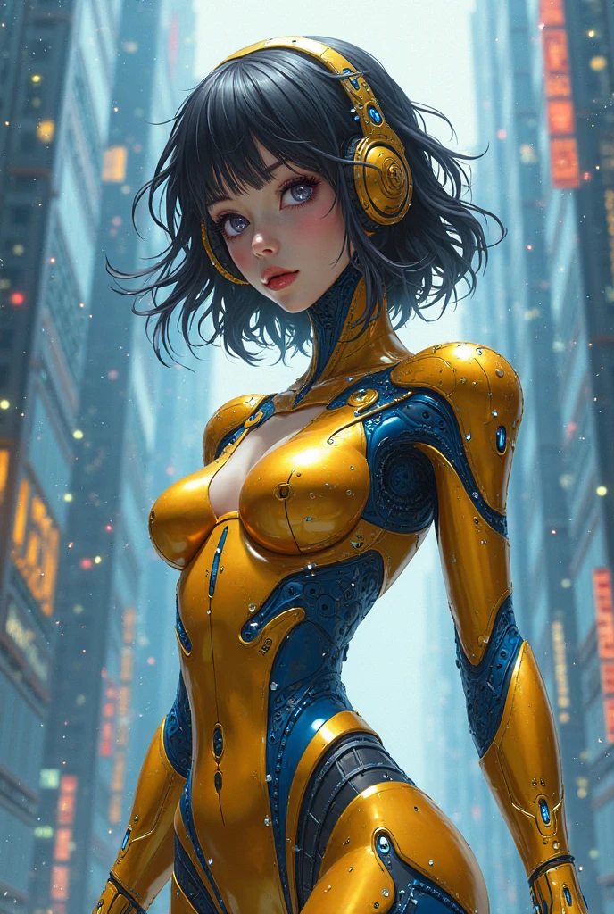 the highest quality))、((Obra maestra)、ciberpunk、big glutes、arrodillarse、Electronic visor attached to the face of a 12-year-old girl with emphasis on the buttocks、Red latex body,Moda cyberpunk、pose sexy、(Usar polainas amarillas en la parte inferior del cuerpo、Agrandamiento de los senos、Neon lights in the dark city at night,Motor irreal:1.4,HD,La Mejor calidad:1.4, fotorrealista:1.4, textura de la piel:1.4, Obra maestra:1.8,Obra maestra, Mejor calidad,(Hermosos ojos azules ),( cyborg yellow neon),(Perfect anatomy),convexo ,(Dedos detallados),white cyborg latex bodysuit, (ciberpunk 2.1) ,*cabello largo azul:1.4), (miniskirt ciborg verde:1.4)