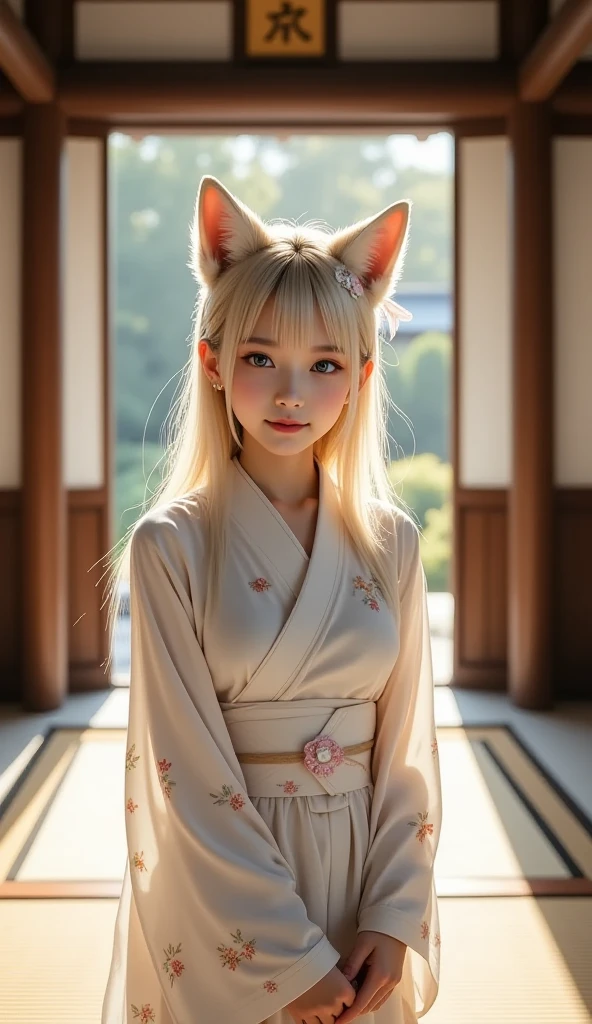 cute japanese fox spirit girl with fox ears