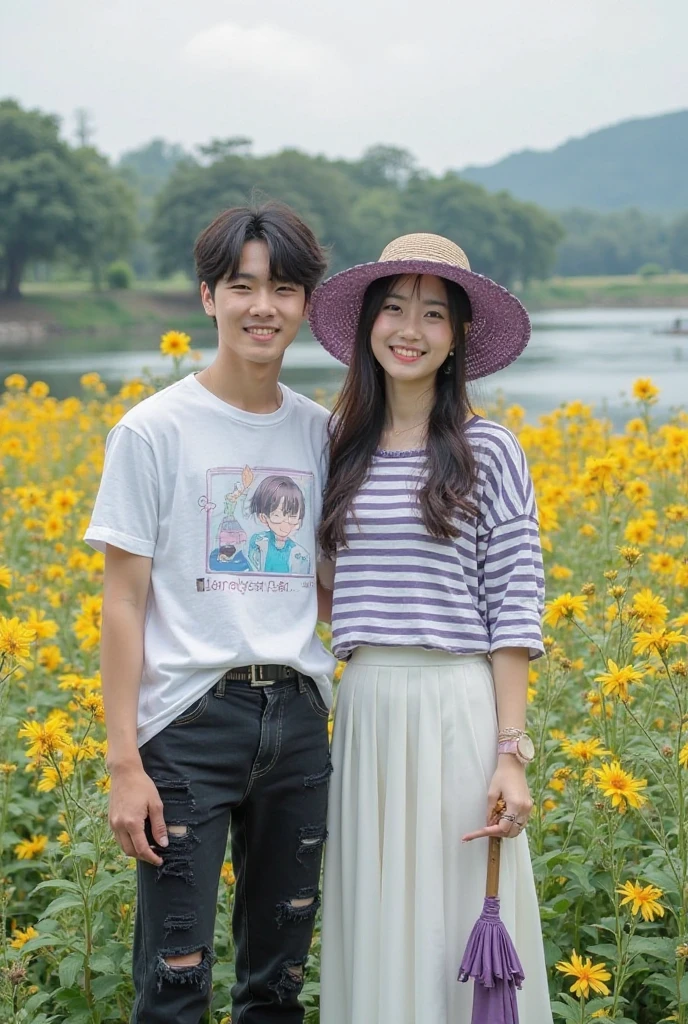 {
    "prompt": "A young Japanese woman and a young man holding hands in a sunny flower field. They are dressed in casual clothes, and the background is filled with colorful flowers under a clear blue sky. The atmosphere is joyful and vibrant.",
    "size": "1024x1792",
    "n": 1,
    "seed": 1880945130
}

