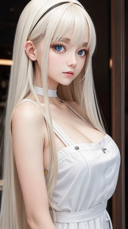 white long hair, The girl has clear red eyes, ifa lockhart, The girl is 16 years old, beautiful skin, realistic anime, anime realism style, Output in 8K, highest quality,Natural light, professional lighting, shiny skin, silky skin, lay tracing, Wearing white, white wings on her back, シャイニングwhite, bright, white,