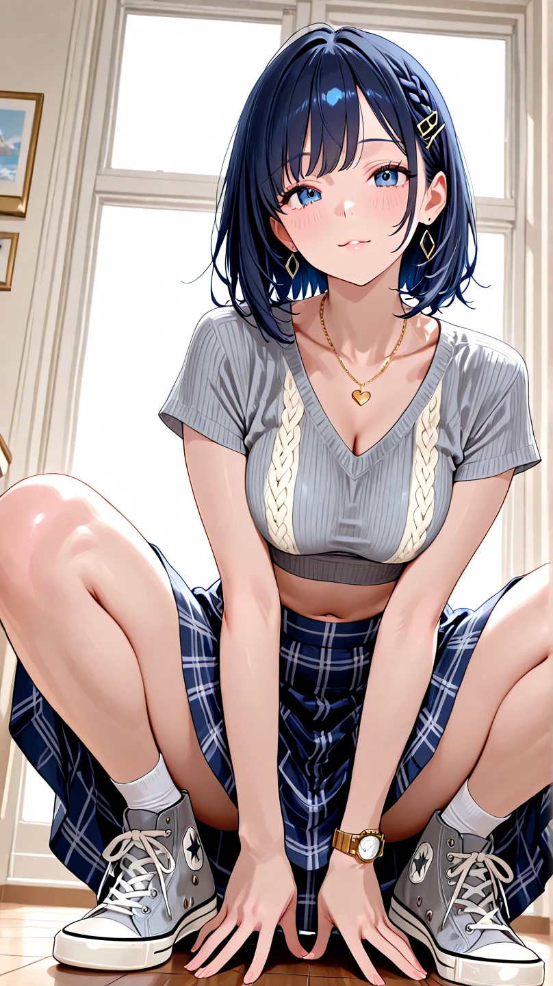 NSFW、(masterpiece、Highest quality:1.2)、1 person、solo、M字Leg spread、Leg spread座り、White string panties、Open legs、Legs open、Leg spread、(Big Tits、Big Breasts、Transparent breasts)、In town、congestion、belly button、Thigh、(Big Tits、Big Breasts、Transparent breasts)、(Erect nipples、black tank top shirt、black bra top、Low rise、belly button、Navy blue denim short skirt、Micro Mini Skirt、White string panties、Gold Necklace)、(Big Tits、Big Breasts)、(tall、Toned body、slim body、Brown Skin、Sunburn、Big Breasts)、(Slanted Eyes、Dark Eyes)、(Sexy look、Erotic look、Estrus、Lust)、((black hair medium straight、Black hair medium bob))、In town、Female teacher, 23 years old、Rumiko Honjo、((masterpiece))、((Highest quality))、((detailed)、((Adult female))、photograph、美しくdetailedな顔、detailedな目、独奏、