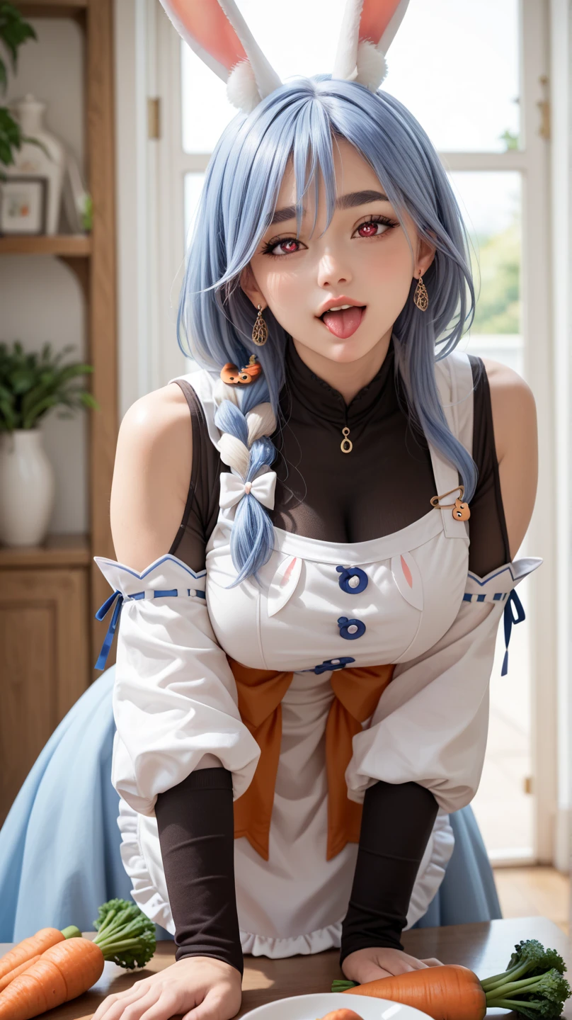 Anime girl with white hair, Blue eyes and red umbrella，White-haired god，Kushat Krenz key art feminization，Onmyoji detailed art，onmyoji portrait，best anime 4k Konachang wallpapers，Detailed digital anime art，Anime goddess，High detail official artwork，detailed anime art，onmyoji，portrait of a female anime hero，long leges，chibiStyle，loli face，The beauty of the cold is touching，(((colorfulhair)))，((half blue, half pink hair))，(Perfect eye painting)，eyes with brightness，choker necklace，耳Nipple Ring，Delicate mouth，Delicate nose，Delicate makeup，Braided ponytail hair，Red lips，(Purple eyes)。perfect body figure，(Streamer Girl)，Yellow T-shirt，Delicate tassels，expressioness，Ribbons，is shy，Efeito de Luz，downy，white backgrounid，Ultra-clear，HD picture，full-body portraits，frontage，having fun，Chinese woman in the kitchen，Cook，Cook，cooking a，voluminous hair，Delicate face，Vivid，Real girls，largeaperture，macro shot，slightly fat big breasts，plump，sexy for，Looking at you，good eyes looking，The is standing，Very plump，very Bigger breasts，Fat woman，fat guy，Fat legs，fat hips。