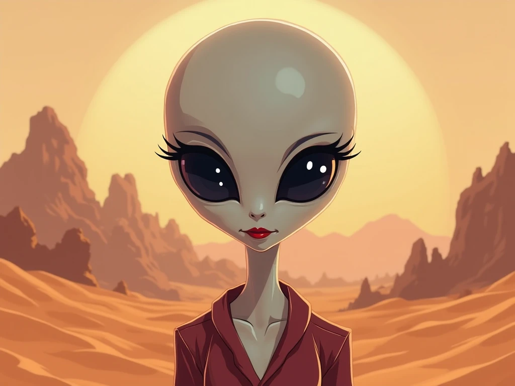 grey alien woman sexy, with a semi transperent black dress, in bed, medium tits, medium butt, 8k
