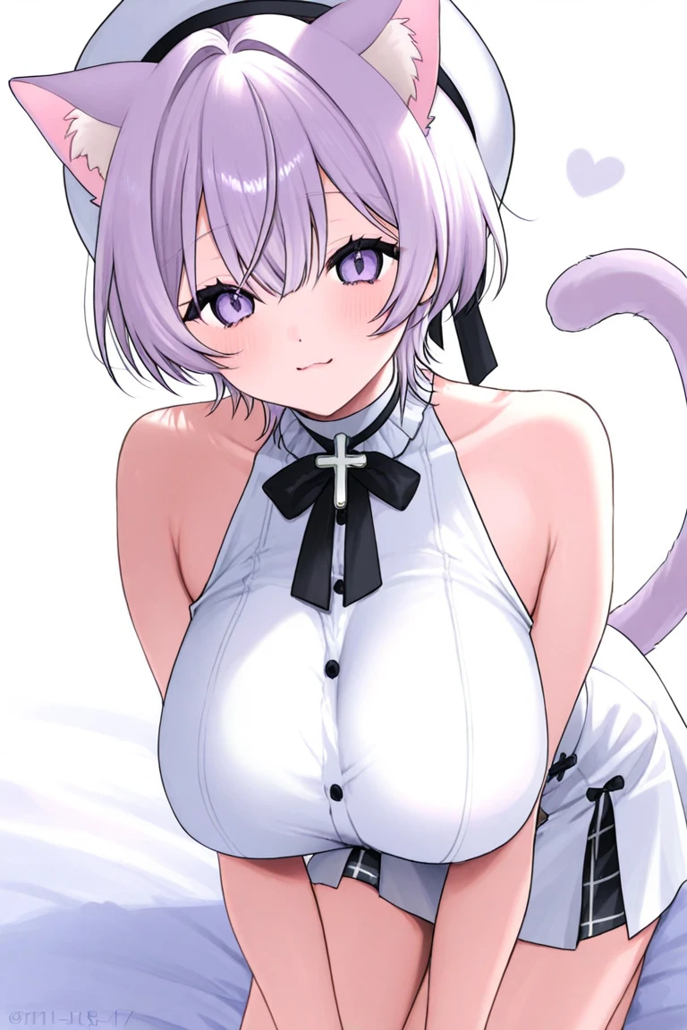 NSFW,navy uniform、Very beautiful and Shining Eyes、Shining Eyes、1 Girl、Small breasts、Big Mouth、high school girl、Large Breasts、Cat ear、Transparent pink short hair、7-year-old girl