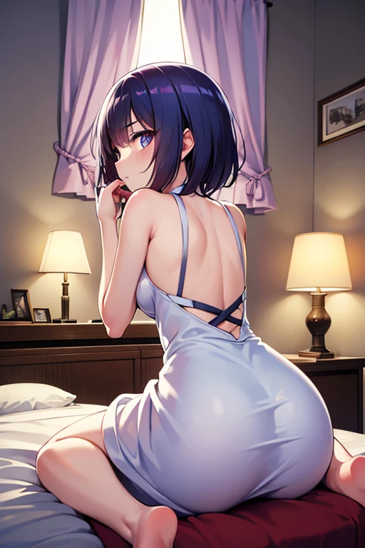 There was one girl with shiny skin in the bedroom， sexyposture，best qualtiy，tmasterpiece，（Photorealsitic：1.4），breast enhancement,reality,offcial art,The 8k quality,Super Detail,Fine detail skin,Movie angle,Cinematic textures,Movie Lighting,masutepiece,The highest image quality,1 girl,Vermilion lips,hair messy,showing panties,pantyshot,Big Mimi，((small breasts))，Underbust,1girll,Naked whole body,Black stockings,Race Stock,garterbelts,short hair,upper limbs,Lace,Girls black stockings, green hair, green eyes, ((confidant)), (((lingerie))), ((standing)), big ass
