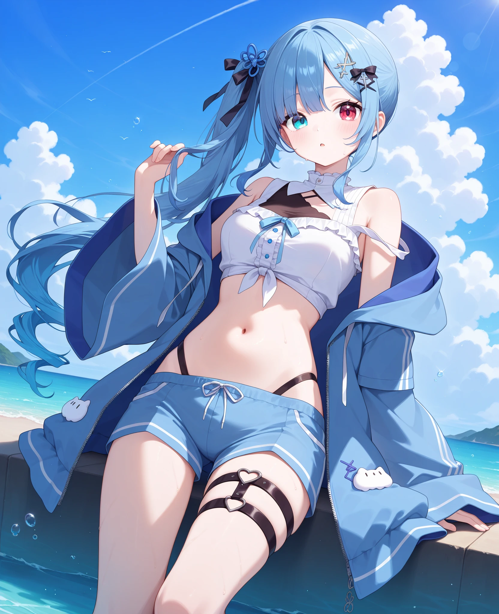 Swimwear、Concept Art、masterpiece、smile、whole body、high resolution、Playing in the sea