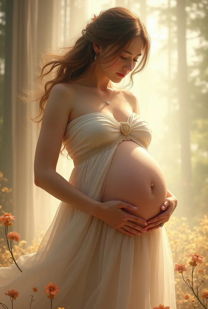 The pregnant Chinese comic goddess&#39;s belly is 12 months old and she is taking some pictures(beauty
