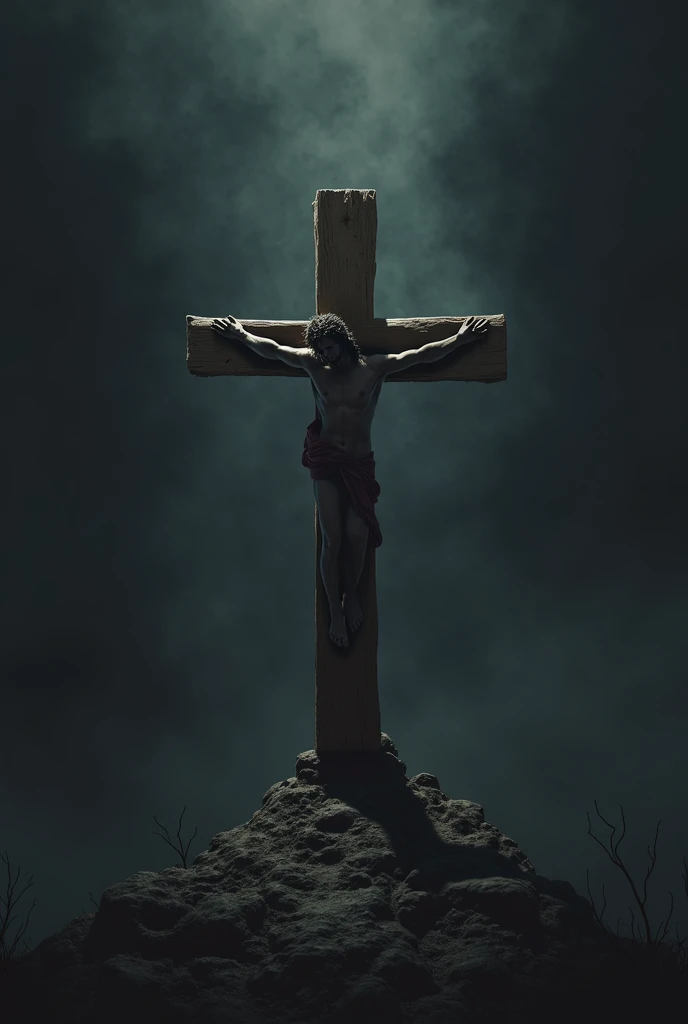 Jesus on the cross in black and white with the number 517 in gothic 