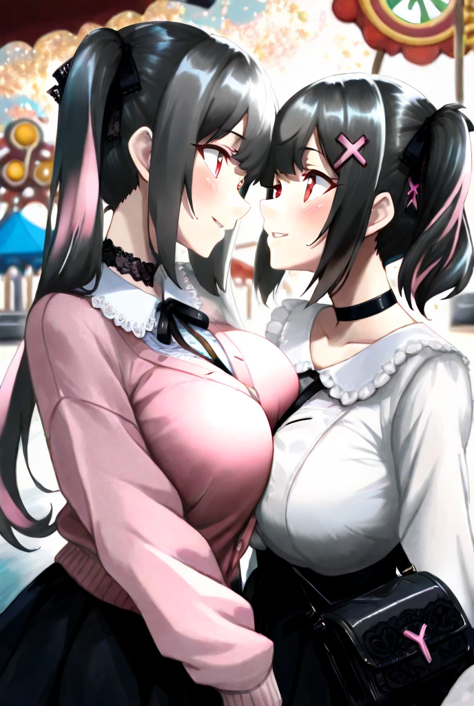 (2girls, facing each other ), Nishikino maki, twintails,white microbikini, black leather boots, black gloves, necktie, cleavage,thicc ,muscular , sweating, sweaty,soaked in sweat,solo, muscular,(thicc thighs:1.2),solo, standing, confident, fighting pose, cowboy shot, pussy juice,in wrestling ring