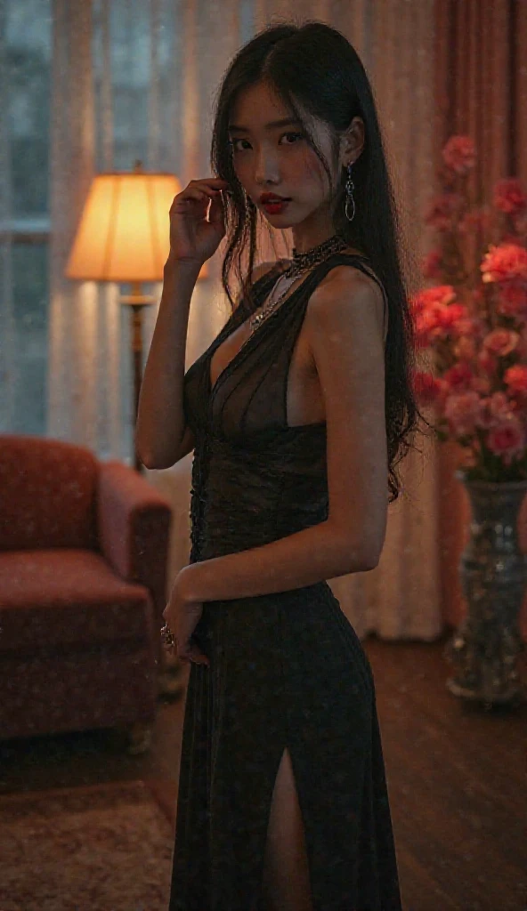 (Best Quality,4k,8k,high resolution,Masterpiece:1.2),ultra detailed,(realist,photorealist,photo-realist:1.37),vibrant colors,glamorous lighting,golden tones,soft textures,(oil painting:1.1),realistic skin texture,(Beautiful detailed eyes,beautiful detailed lips,extremely detailed eyes and face,long eyelashes),(Portuguese noble:1.1),(17th century vampire lady:1.2),(elegant dress),(haunting beauty),mysterious atmosphere,lovely garden backdrop,(subtle moonlight),(sinister shadows),(Vampire teeth),(elegant posture),(Actual behavior),(Long and loose hair),(intricate lace details),(ornate jewelry),(historical surroundings),(Gothic elements),(feminine charm),(Supernatural presence),(sensual charm),(romantic charm),(elegant gesture),(expressive eyes),(Lush vegetation),(dramatic contrast),(ethereal beauty),(enigmatic expression),(Timeless elegance),(captivating look),(sublime aesthetic),(dark elegance),(bewitching presence),(dream atmosphere),(majestic presence),(seductive smile),(baroque fashion),(ancient enchantment),(powerful aura),(glowing moon),(Whispering wind),(forbidden desire),(secretive nature),(Moment frozen in time),(Air of mystery),(hauntingly beautiful),(hidden depths),(elegant movement),(captivating presence),(fascinating atmosphere),(enchanted environment),(dark romance),(eternal beauty),(intriguing character),(unforgettable charm),(Mystic aura),(convincing look),(hypnotic charm)