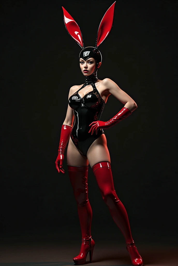 view from below, front view, 18 year old european girl dressed as ladybug, (ladybug from Miraculous: Tales of Ladybug & Cat Noir:1.0), red lipstick, wearing tight sexy skimpy ladybug outfit, kneeling on the floor, full body, caramel skin, long wild black hair with two short ponytails, toned legs, small natural breasts, topless, slim waist, tiny black panties, looking away from the viewer, dark Street background, ladybug costume