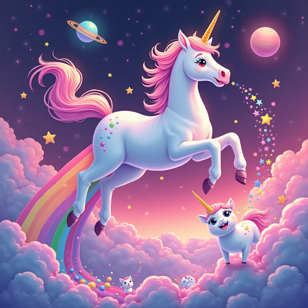 pink, Unicorns and rainbows pattern,Splicing